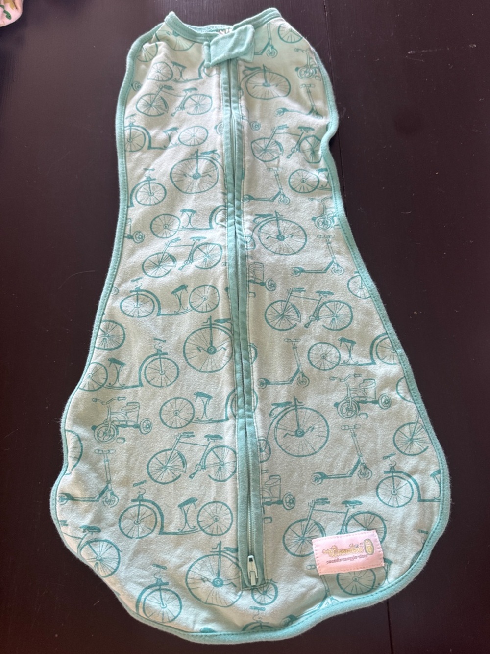 Woombie Mint Bicycle Print Baby Swaddle